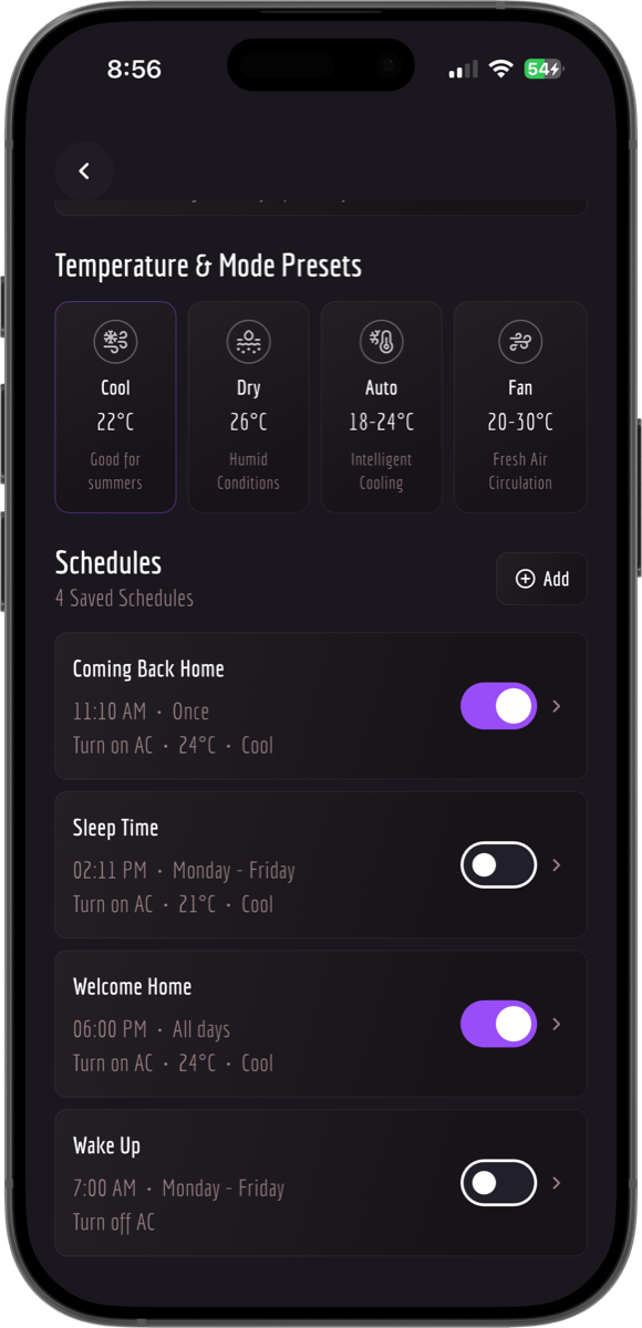 AC temperature settings