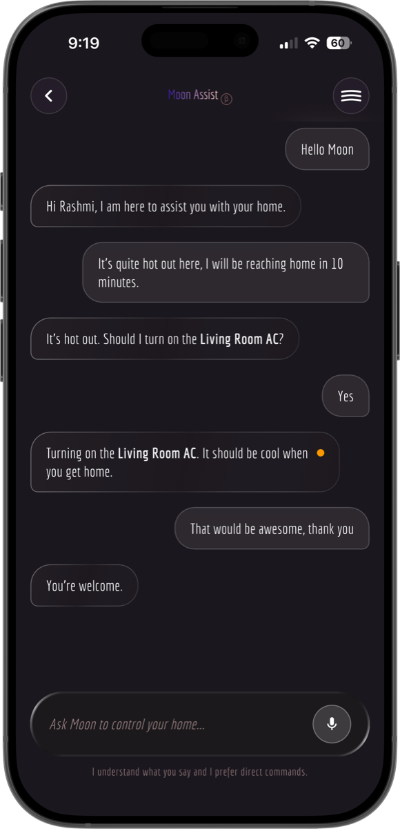 Moon AI while reaching home